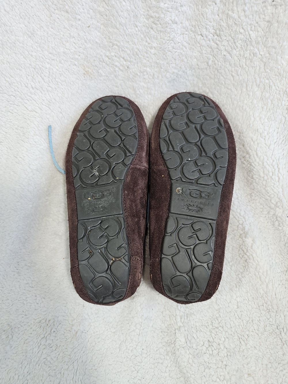 UGG Dakota Chocolate & Blue Suede Moccasin Slippers Shoes WOMEN'S SIZE 8. - Picture 8 of 10